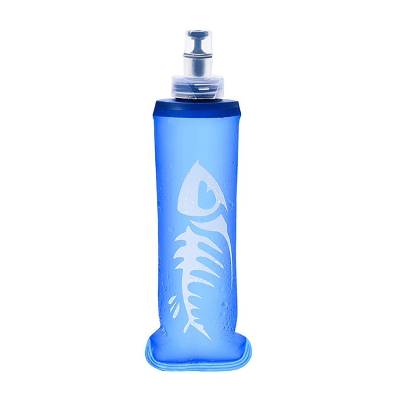 Breathable Sports Soft Water Bottle Outdoor With Silicone Lid And TPU Body In Blue 250ml And 500ml Pure