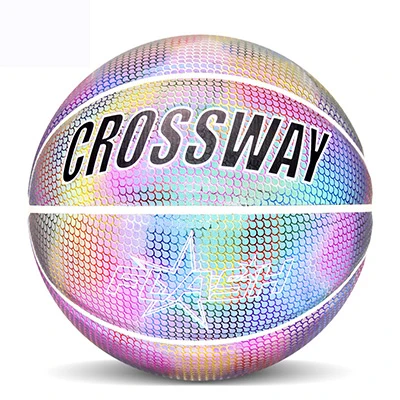 Casual Luminous Reflective Basketball With Glow In The Dark PU Material And Two Modes Crossway Logo And Patterns Quality
