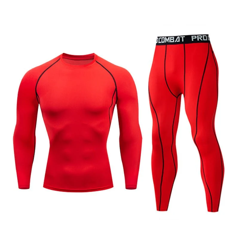 Refined Men Fitness Suit Long Sleeve Tights Set Milk Silk Spandex Quick Dry For Gym Basketball Training Winter Unique