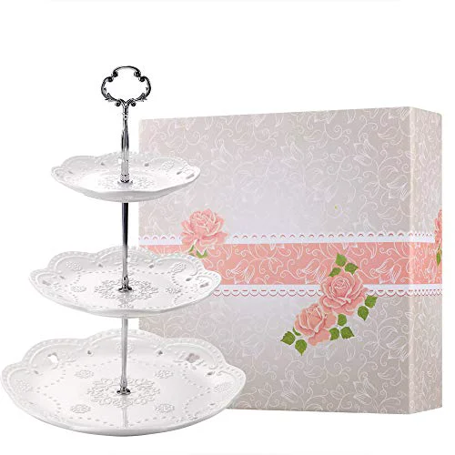 High-Quality 3 Tier Porcelain Cupcake Stand Serving Tray Premium