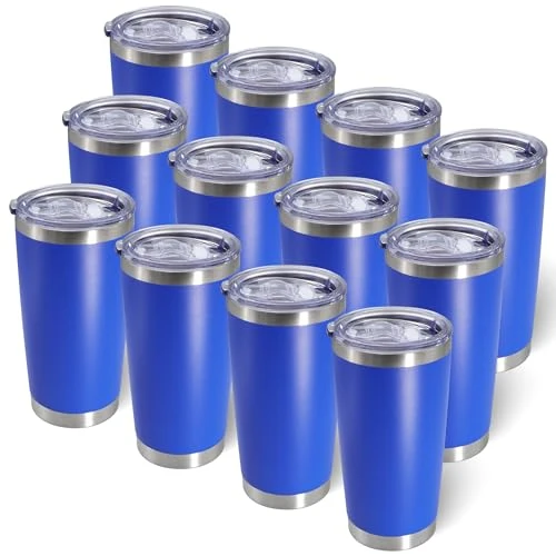 Carefully Designed 20oz Tumbler with Lid Stainless Steel Tumblers Insulated Mug Dark Blue 12P 12 Count Optimized