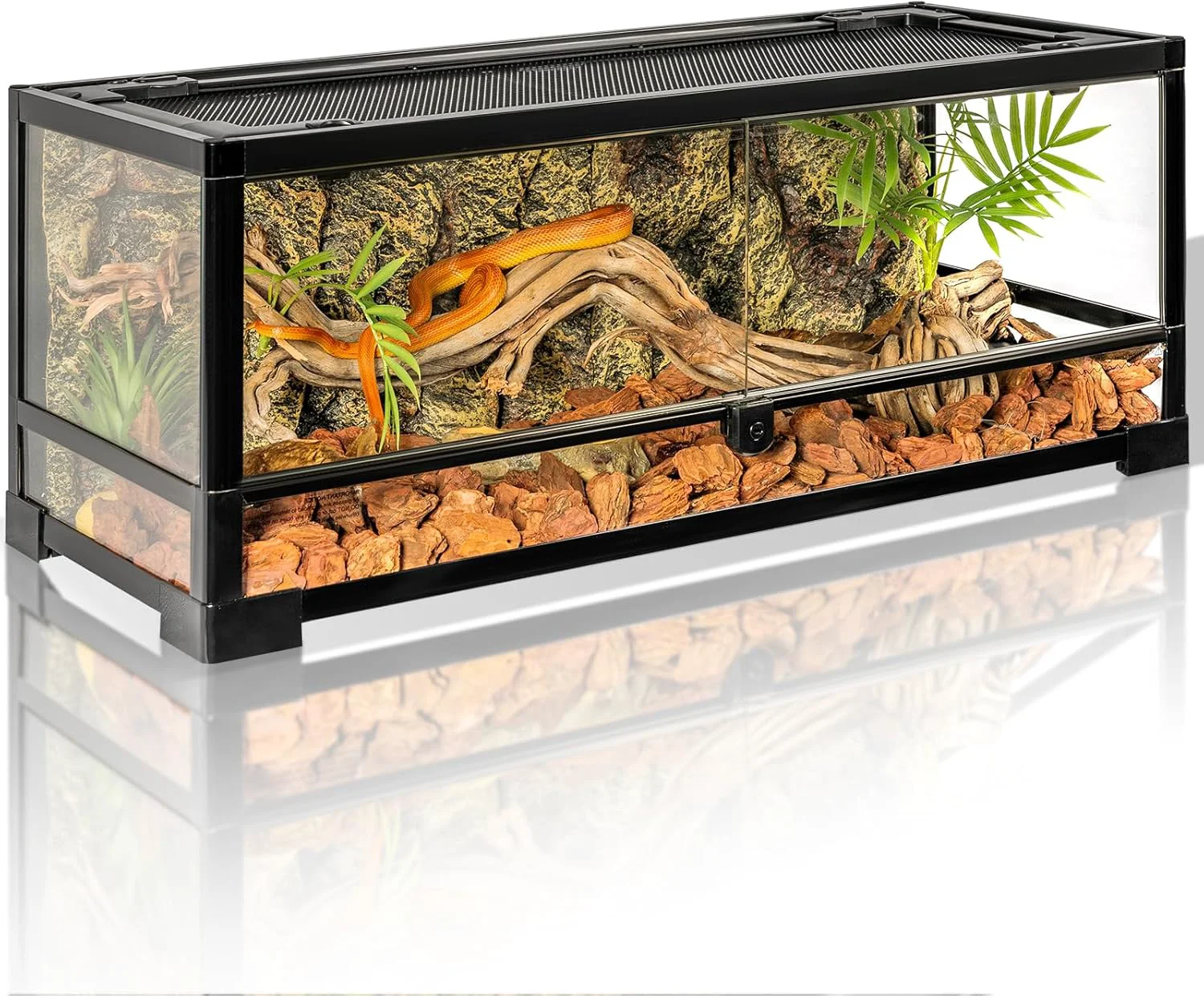 Clean Tempered Glass Reptile Tank 30x12x12 Inch Front Opening Terrarium with Top Screen Ventilation Water-Holding Bottom 20 Gallon Reptile Enclosure for Snake Leopard Gecko Bearded Dragon Artisan