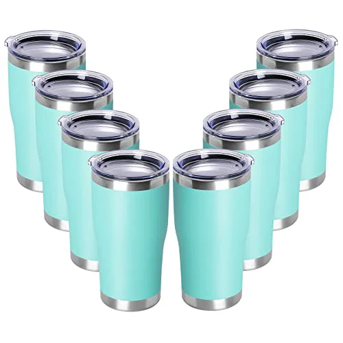 Functional 20oz Tumbler with Lid Stainless Steel Tumblers Bulk 8 Count Healthy