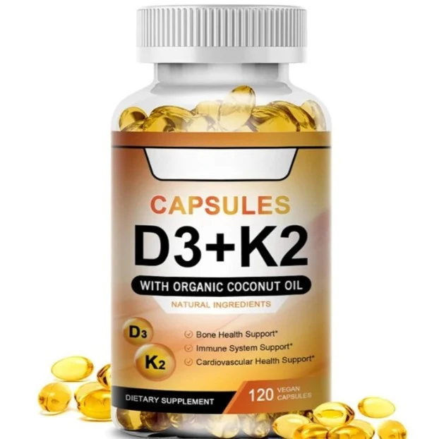 Refined Premium Vitamin D3 K2 Softgels with Organic Coconut Oil Detailed