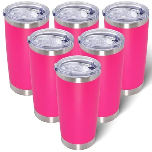 Trusted 20oz Tumbler with Lid Stainless Steel Tumblers Insulated Mug Hot Pink 6P 6 Count Outstanding