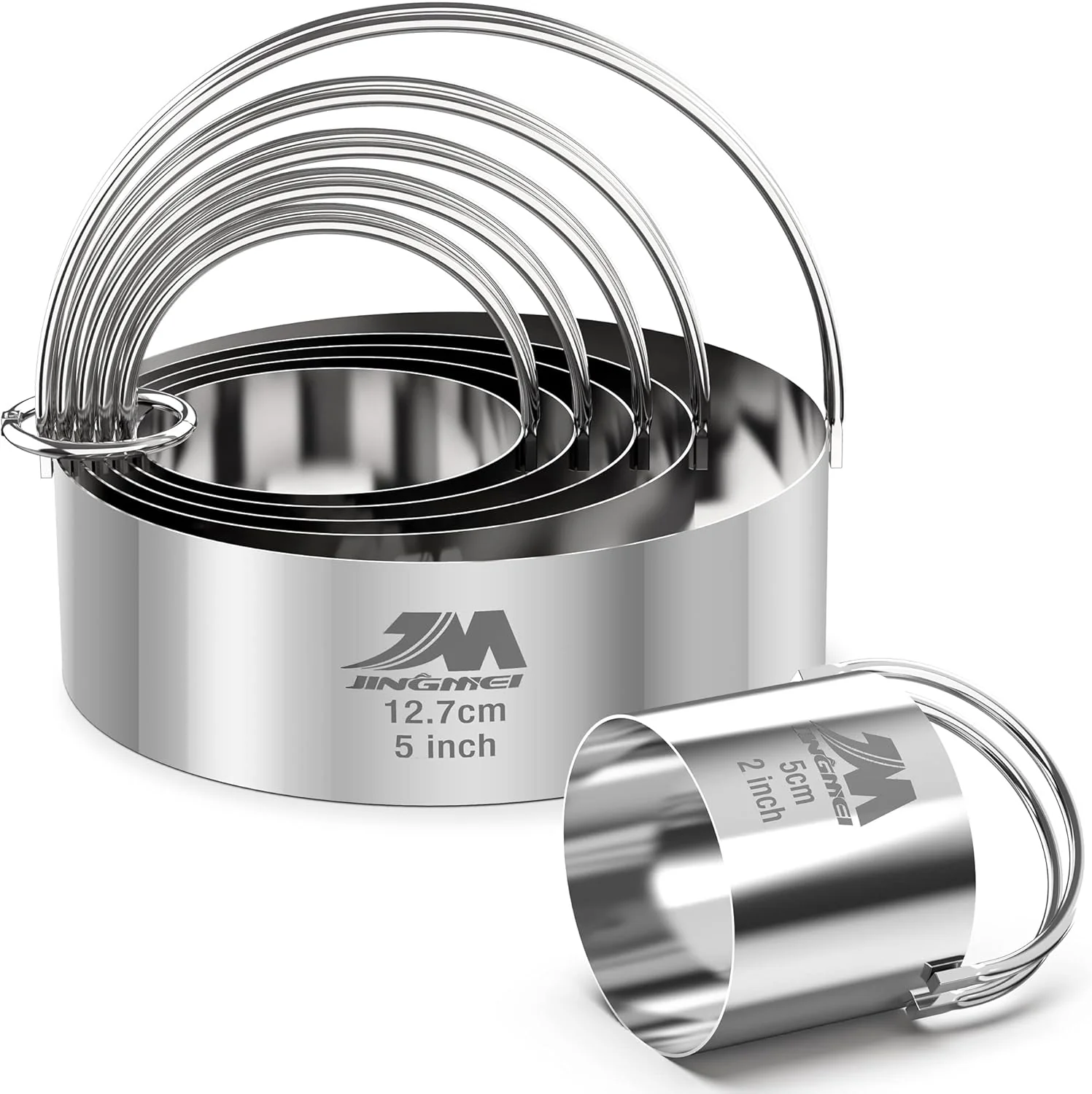 Verified Biscuit Cutter Set for baking 2inch 2.5inch 3inch 3.5inch 4inch 5inch large size Round Cookies Cutter with Handle Professional Baking Dough Tools 6pcs set High-Grade