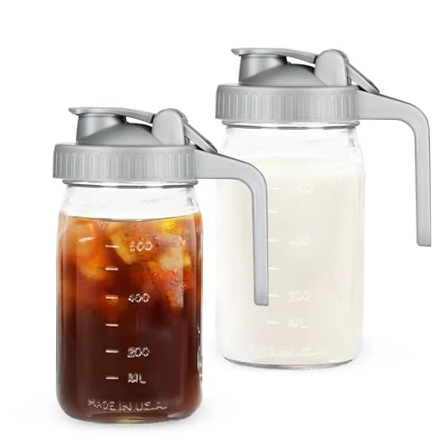 Secure Creamer Pitcher Jar with Lid 2 Count Top-Quality