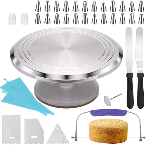 Practical 12 Inch Round Aluminum Revolving Cake Decorating Stand User-Friendly