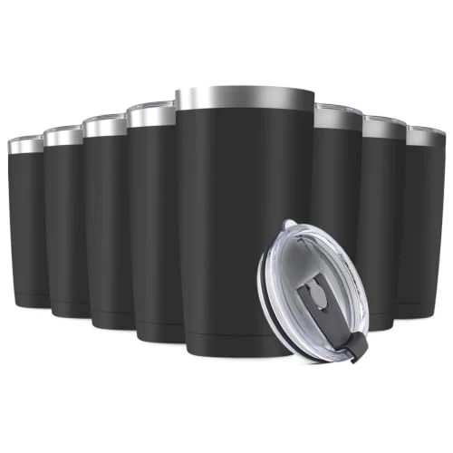 Contemporary 8 Pack 20oz Tumbler Vacuum Insulated Travel Mug with Lids 8 Count Safe