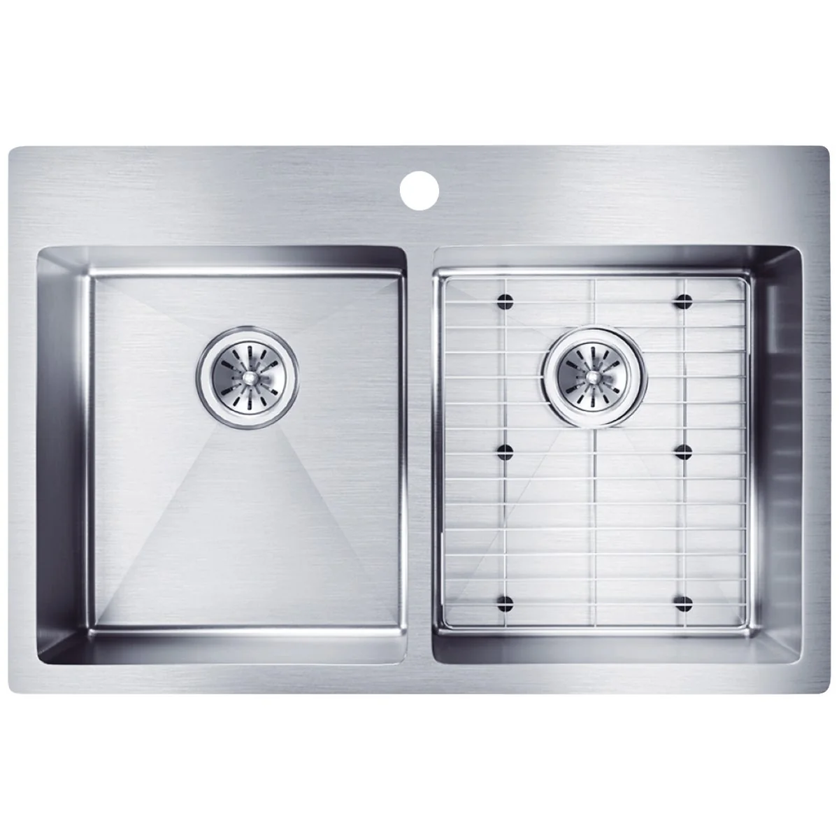 User-Friendly Elkay Crosstown Double Bowl 33 In. x 22 In. x 9 In. Deep Stainless Steel Kitchen Sink Kit Dual-Mount Artisan