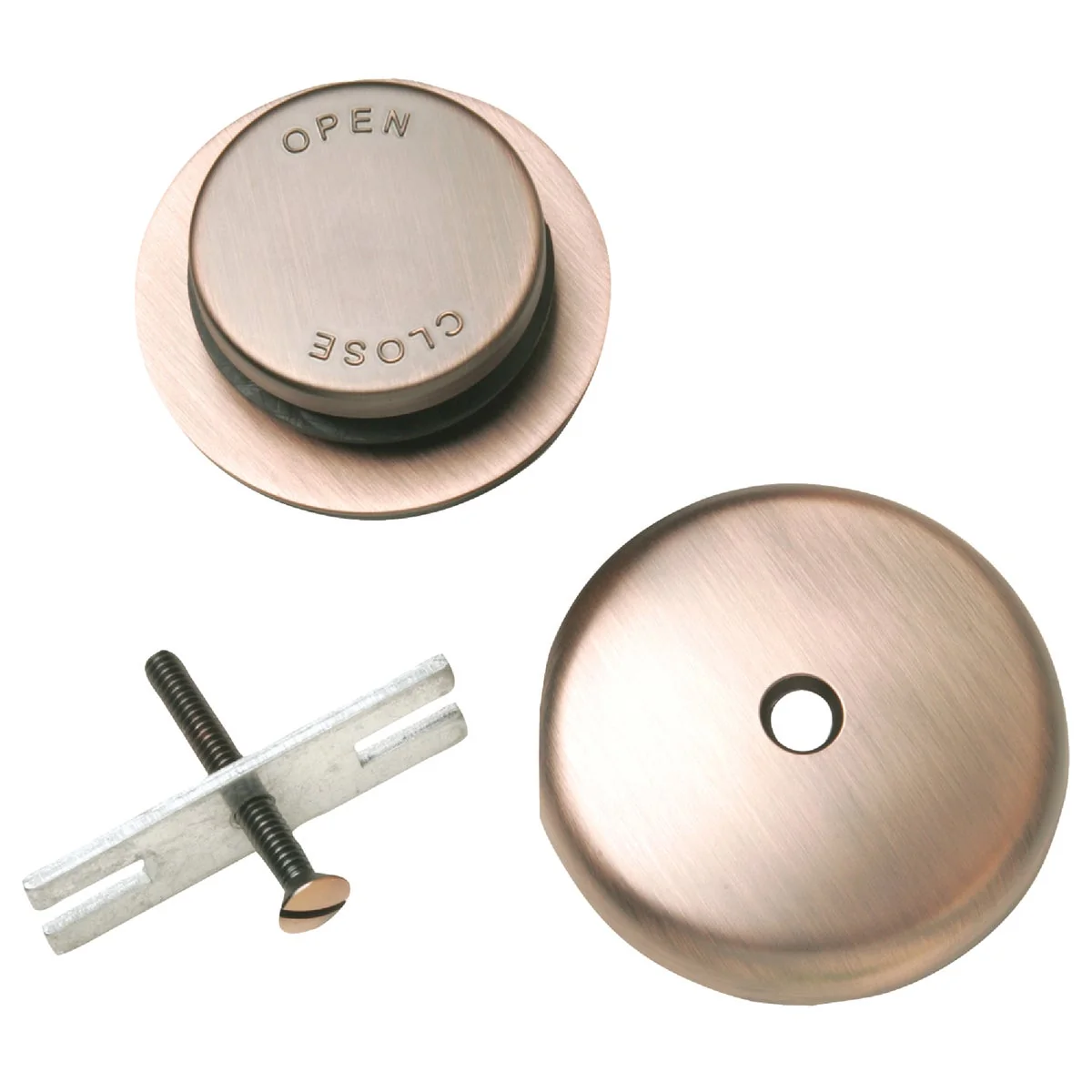 Minimalist Do it Foot Lok Stop Venetian Bronze Bath Drain Trim Kit World-Class