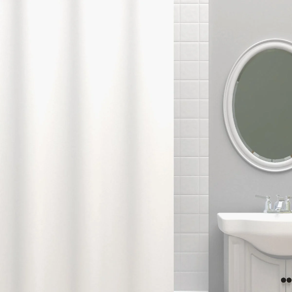 Next-Generation Zenith Zenna Home 70 In. x 71 In. White Heavyweight PEVA Shower Curtain Liner Professional