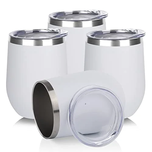 Outstanding Stainless Steel Wine Tumbler Bulk with Lid 4 Count Functional