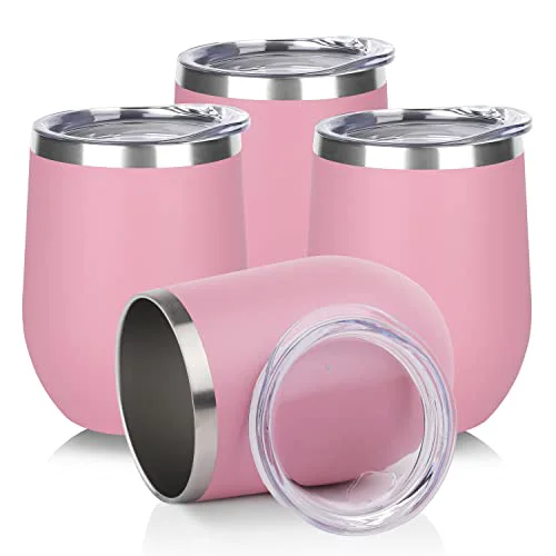 Lightweight Stainless Steel Wine Tumbler Bulk with Lid 4 Count Durable