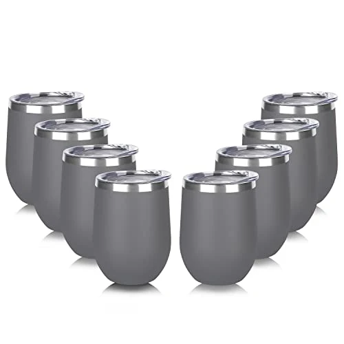 Dependable Stainless Steel Wine Tumbler Bulk with Lid 8 Count Safe