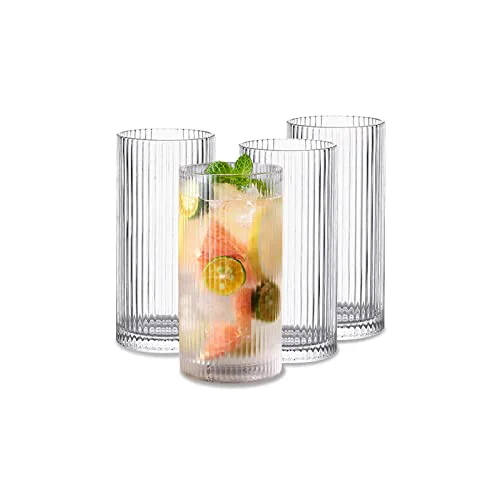 High-End Glass Cups Vintage Glassware Set of 4 Large 4 Count Crafted