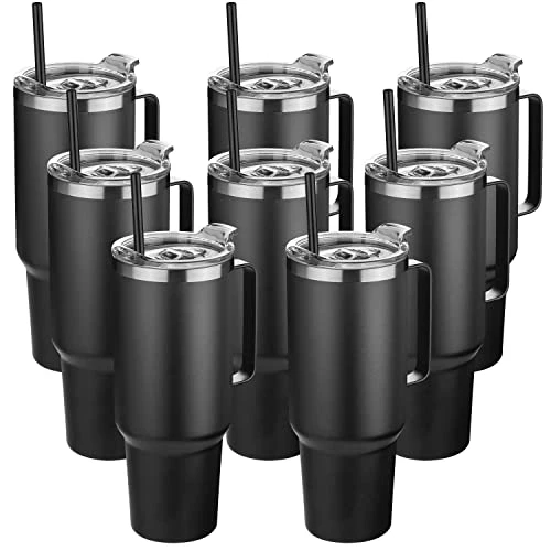 Comfortable 40 oz Stainless Steel Tumbler with Handle 8 Count Carefully Designed