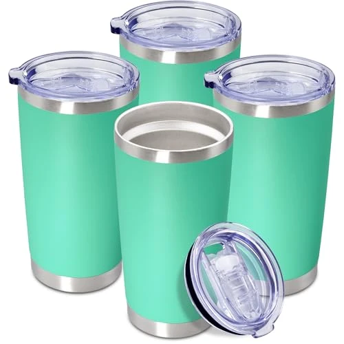 Responsible 20oz Tumbler Insulated Coffee Tumblers with Lid StainlessSteel LightBlue 4P 4 Count Breathable