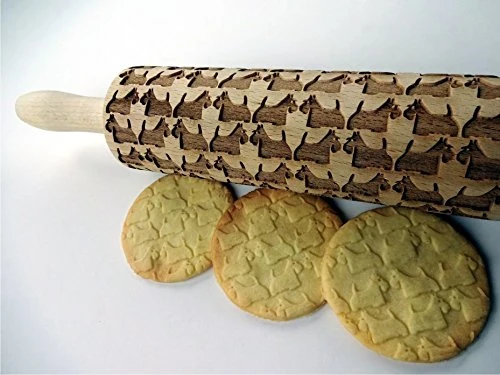 Functional TERRIER PATTERN EMBOSSING ROLLING PIN SCOTTISH TERRIER DOG PATTERN ENGRAVED ROLLING PIN with SCOTTIE for EMBOSSED COOKIES High-End
