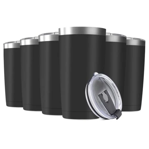 Reusable 6 Pack 20oz Tumbler Vacuum Insulated Travel Mug with Lids 6 Count Carefully Designed