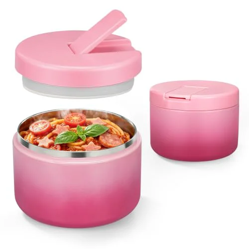 Clean 12oz Insulated Vacuum Food Jar with Buckle Lid Wide Mouth Soup Thermo for Hot Food Kids Leakproof Stainless Steel Lunch Container Long-Lasting
