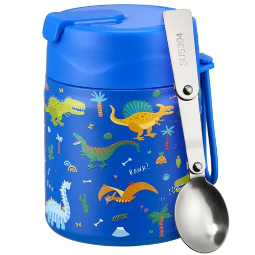 Powerful 17oz Soup Thermo for Hot Food Kids Insulated Vacuum Food Jar with Stainless Steel Spoon Wide Mouth Thermo Leakproof Lunch Food Container Kids Hot Lunch Box Verified