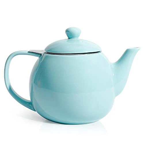 Relaxed Teapot Porcelain Tea Pot with Stainless Steel Infuser Pure