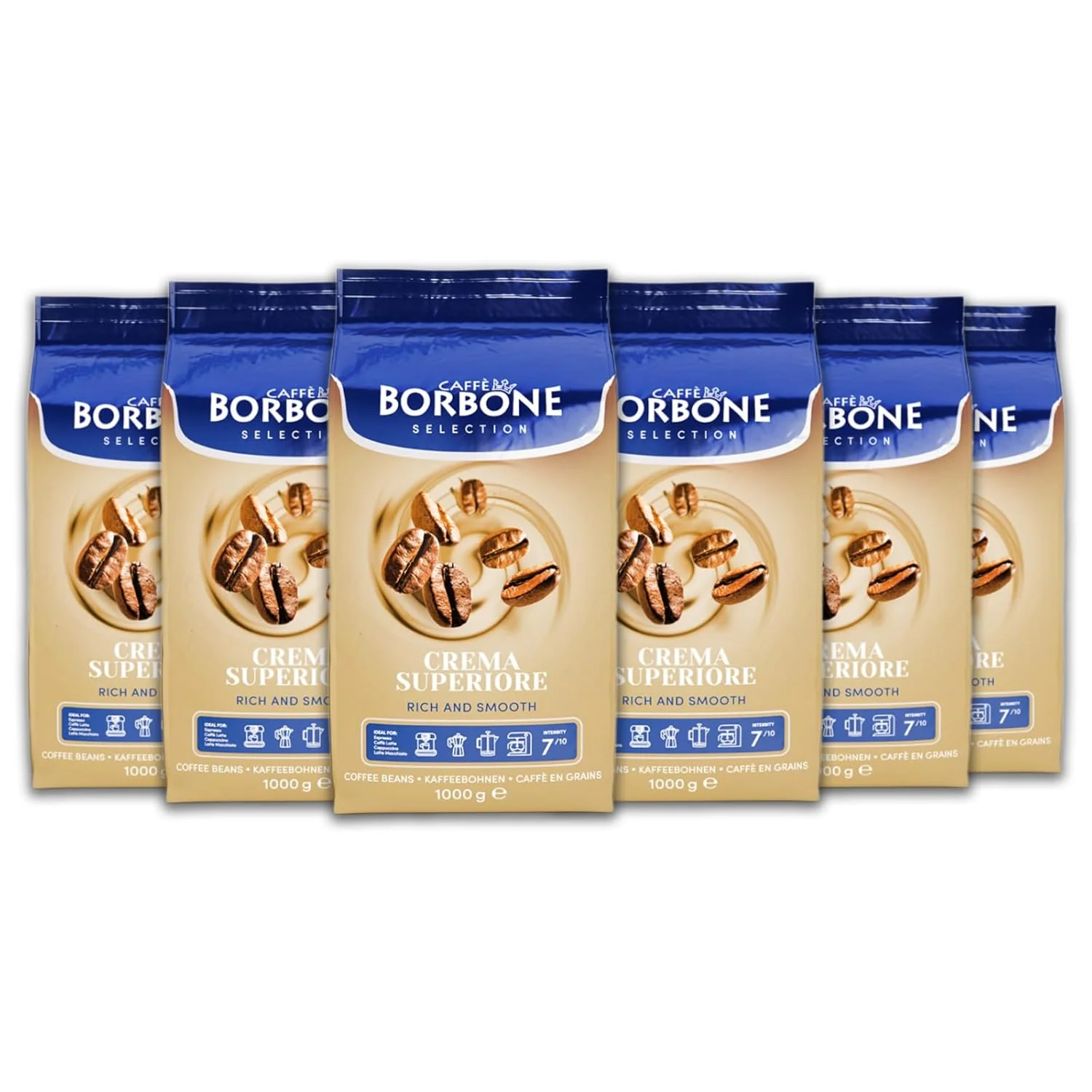 Prestigious Caffè Borbone Whole Bean Coffee Crema Superiore Arabica and Robusta Blend - Roasted and Freshly Packaged in Italy - 2.2 Pound Bag Pack of 6 Effective