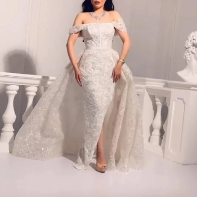 Fashionable Short-sleeved Sequined Evening Gown Recyclable