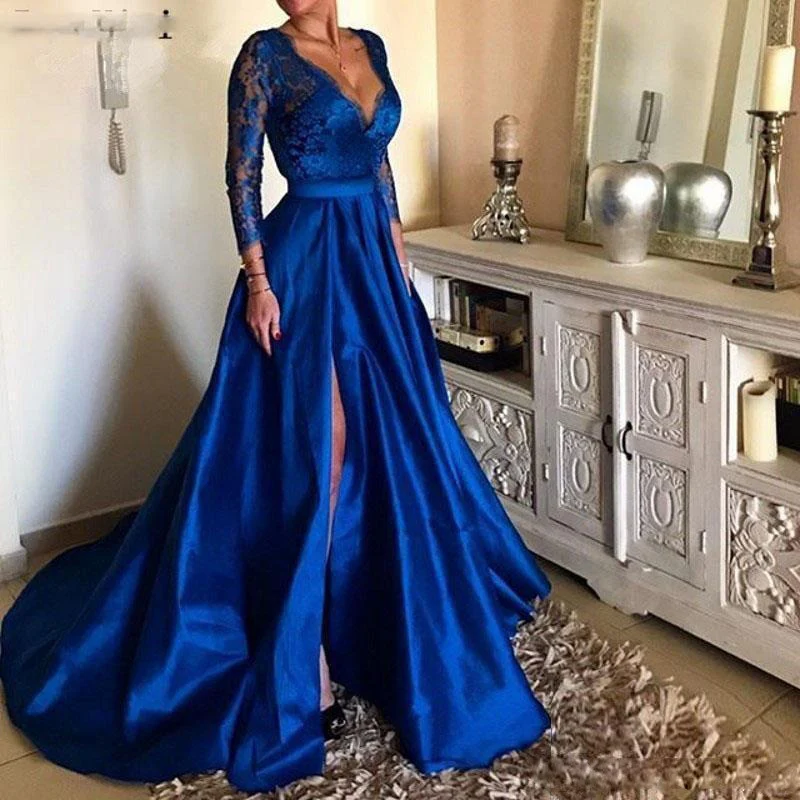 Elite Lace V-neck Evening Dress With Large Swing Dress Clean