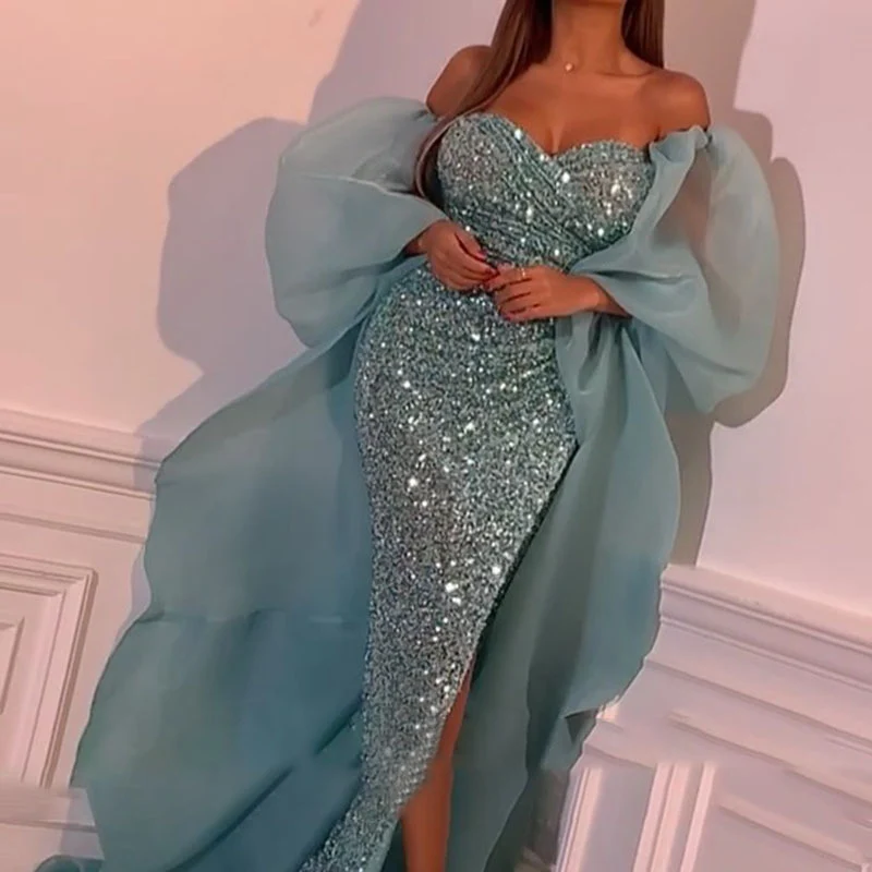 Sophisticated Mesh-covered Hip Ball Gown Dress Original Design