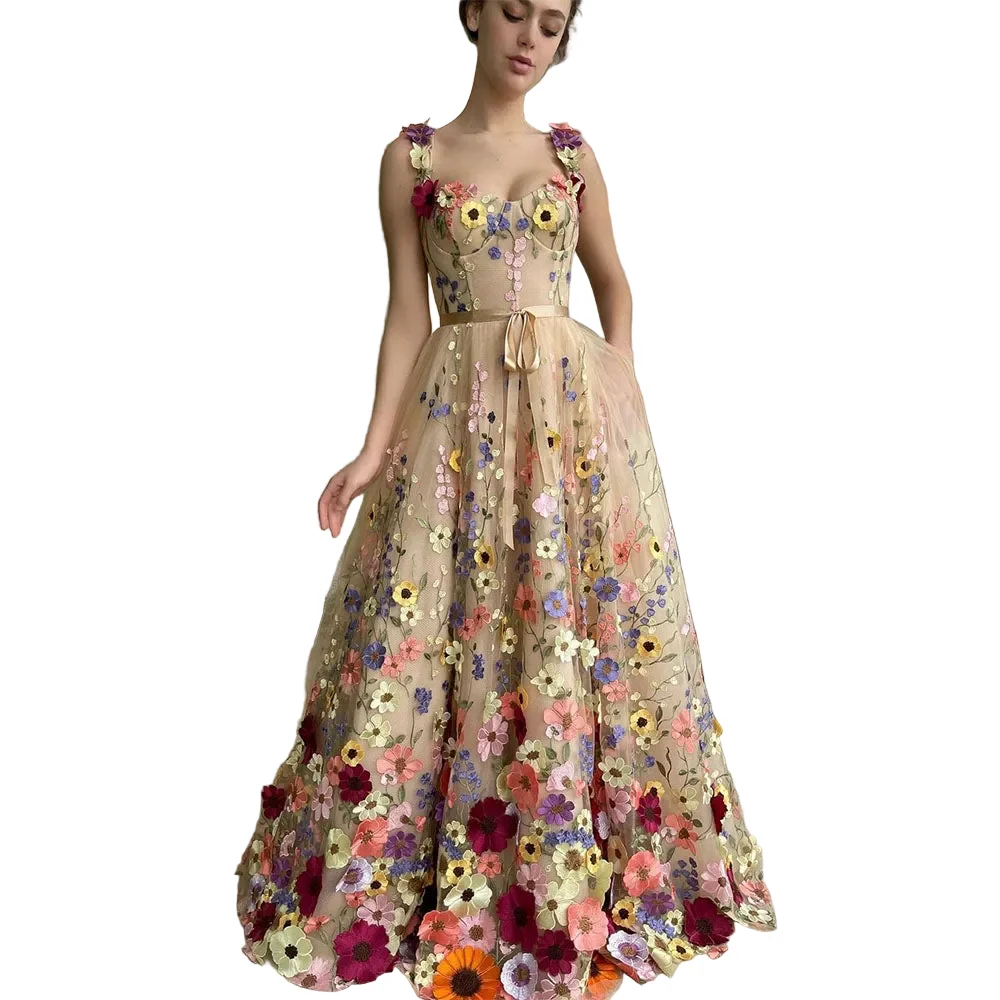 Genuine Sevintage Exquisite 3D Flowers Prom Dresses Sweetheart Premium Material