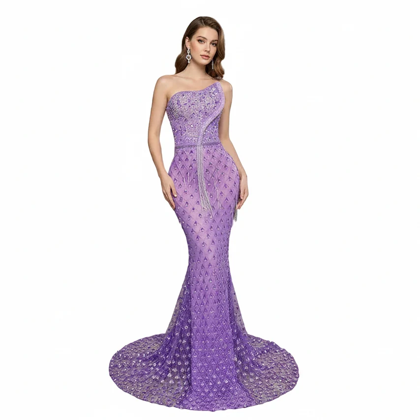 Specialty Elegant Backless Long Sleeve High-Waist Fishtail Evening Gown Selected