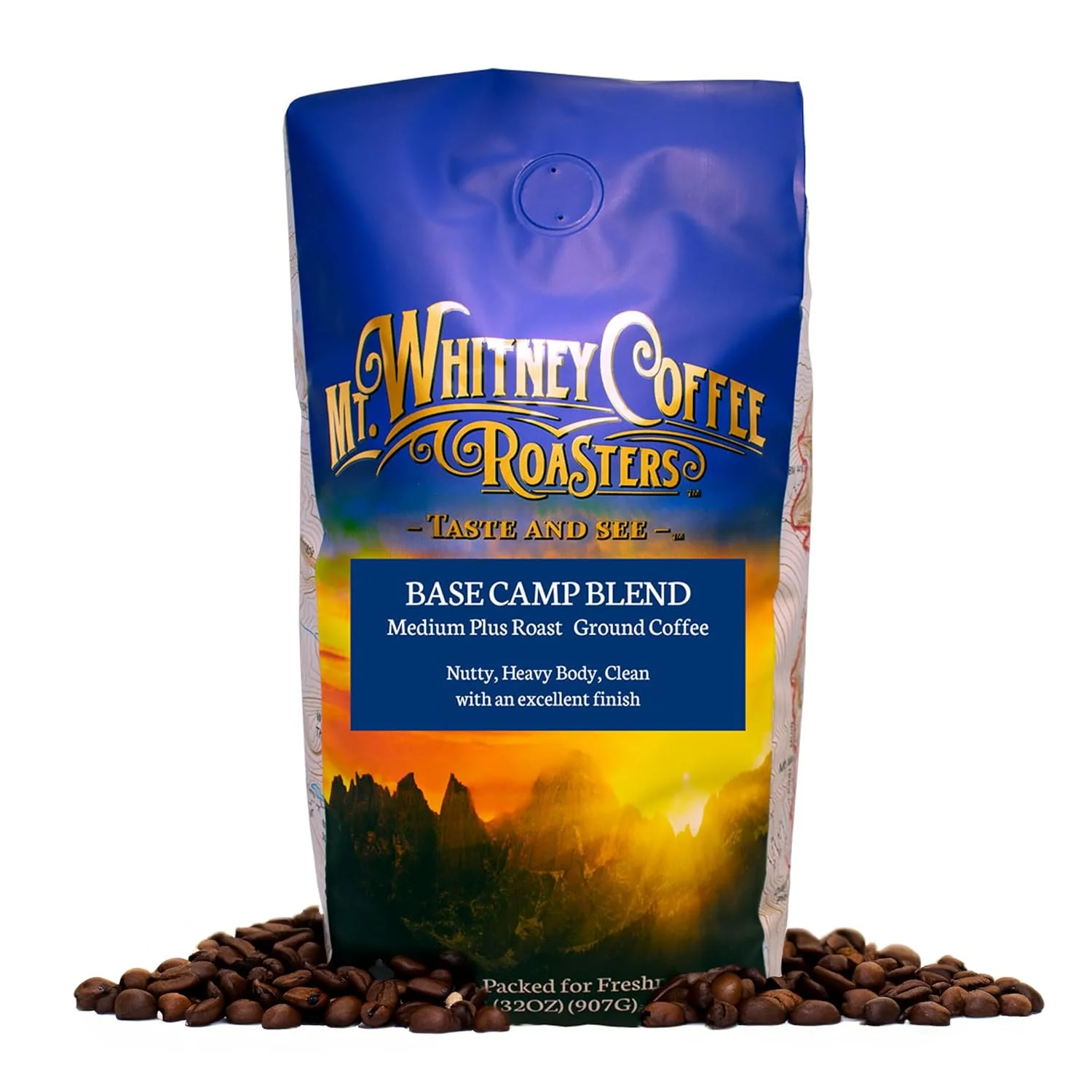 Artisan Mt. Whitney Base Camp Blend Coffee Beans - Medium Dark Roast Coffee Low Acid Coffee - Ground Coffee 12 oz Pack of 1 High-Quality