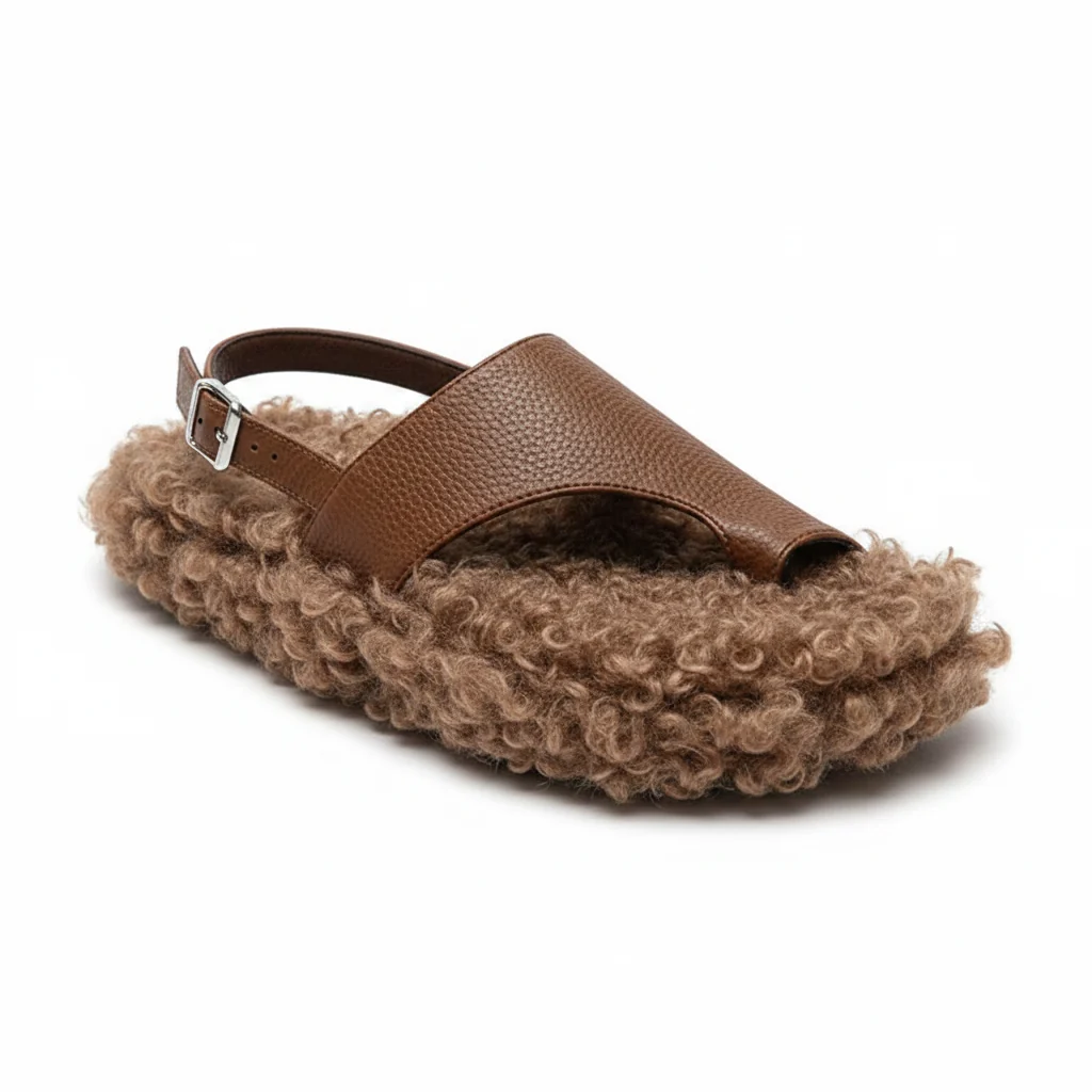 Original Design Women's Fluffy Clip Toe Back Strap Slippers with Buckle Outstanding