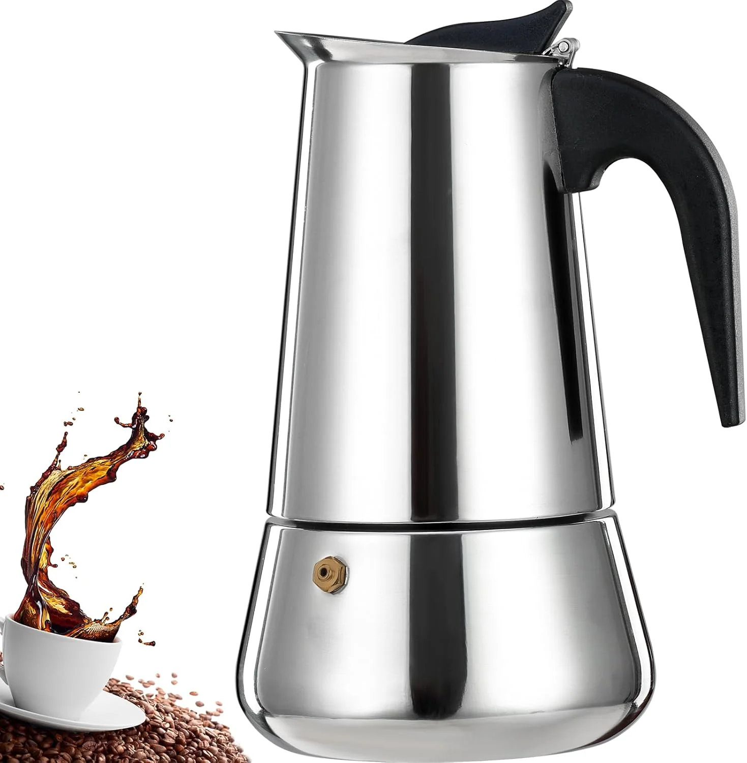 Solid 9 Cup Stovetop Espresso Maker Stainless Steel Moka Pot Stove Top Percolator Italian Coffee Makers Capable Mocha Greca Machine Cafe Classic Induction Cookers for Home and Camping 450ml 15oz Trusted