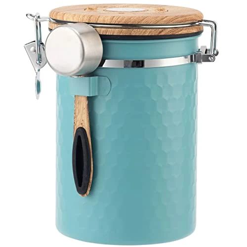Professional Coffee Canisters Airtight Coffee Bean Storage Container Kitchen Stainless Steel Food Storage Container with Scoop Date Tracker CO2 Valve 61Fl Oz 60.8652 Fl Oz High-End