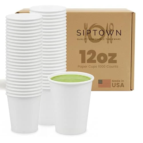 Specialty Paper Cups 12 oz 1000 Pack for Coffee Tea Made in USA 1000 Count Powerful