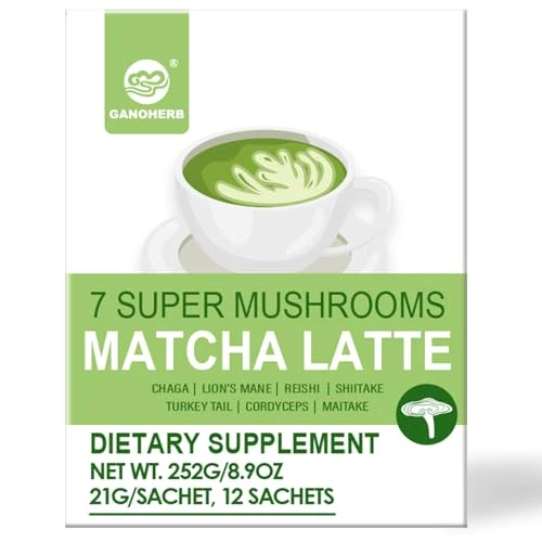 Exclusive Mushroom Matcha Powder Latte Mix 7.4 Ounce Top-Quality