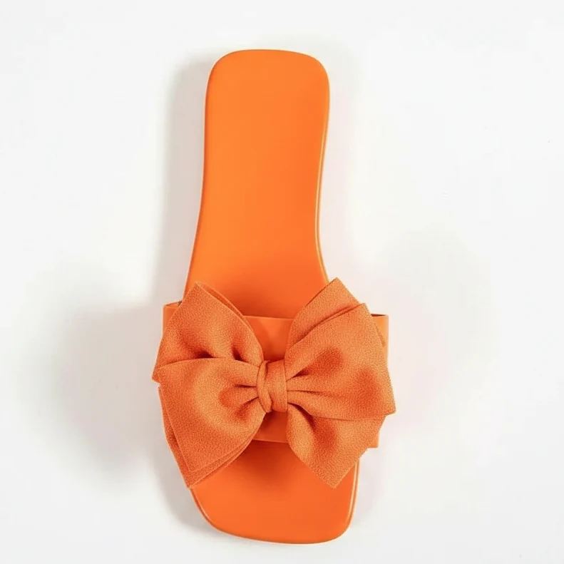 Detailed Women's Bowknot Flat Sandals Lightweight Comfortable Beach Shoes Modern