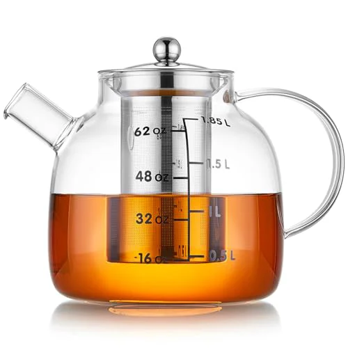 Lightweight 68OZ Glass Teapot Tea Pot With Infuser Sophisticated