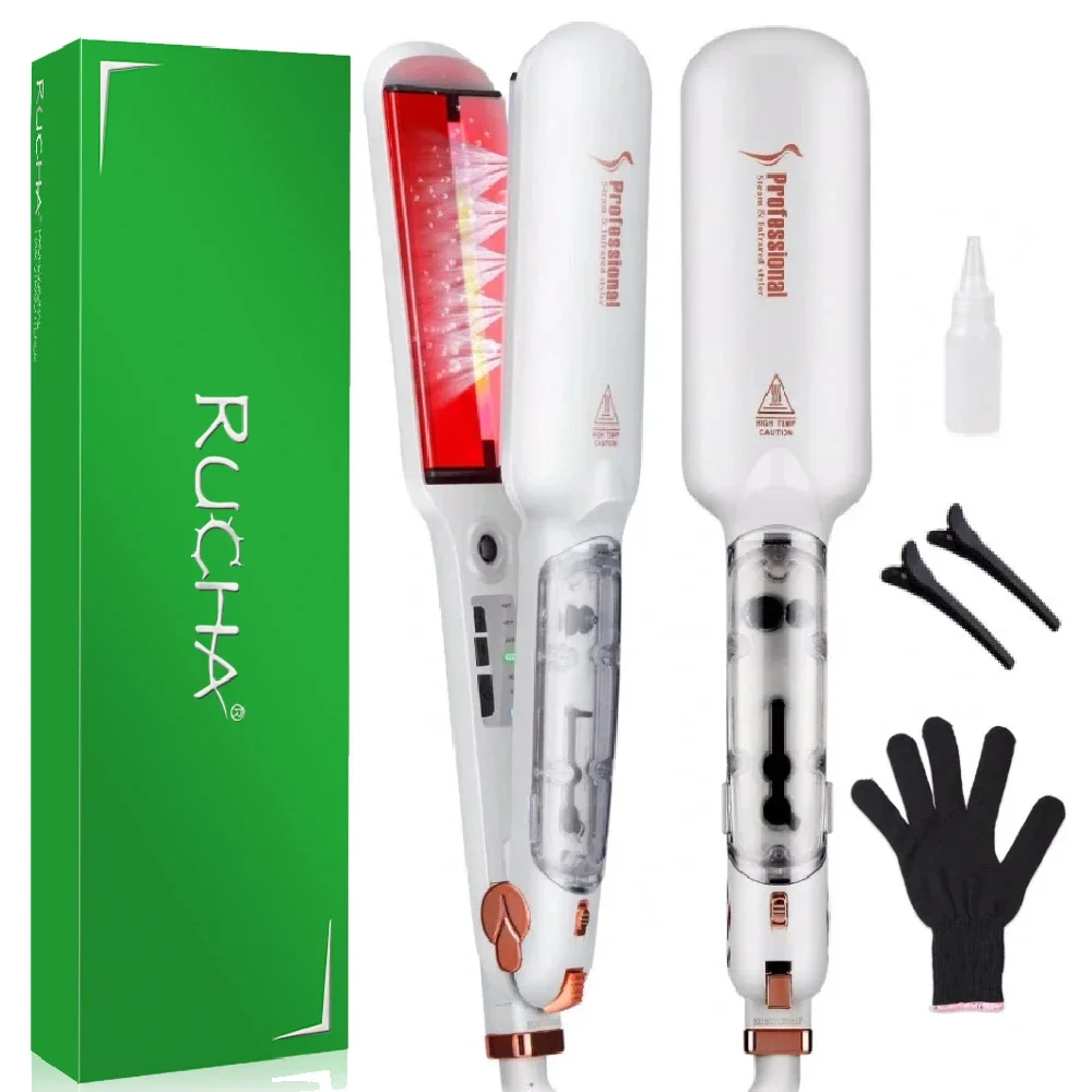 Modern Infrared Steam Hair Straightener 2-inch Ceramic Tourmaline Flat Iron Smart