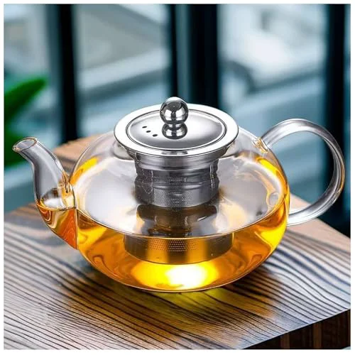 Environmentally Friendly Glass Teapot with Infuser Clear Glass Tea Kettle 1000 ml Tea Pot for Stove Top Consistent