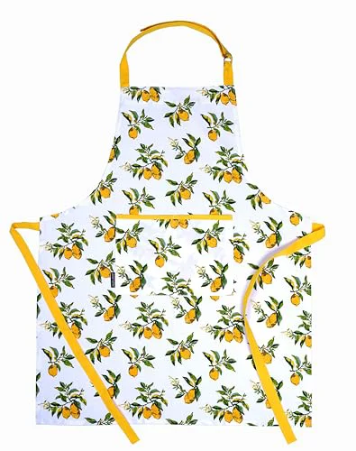 Exclusive Cotton Aprons for Women with Pockets Adjustable Strap and Waist Ties Washable Printed Aprons for Baking Environmentally Friendly