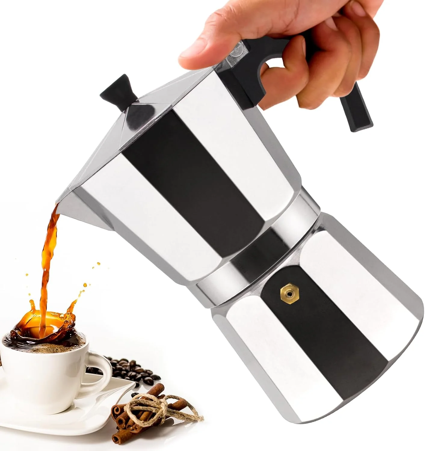 Durable 2 Cup Aluminum Moka Pot Classic Stovetop Espresso Coffee Maker 100ml 3.4oz Coffeemaker Percolator Mocha Pot Greca Coffee Maker Cafe Makers for Italian and Cuban Café Brewing Silver Organic