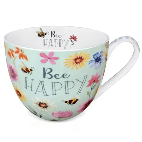 Specialty 20 oz Bees Flowers Coffee Hug Mug Natural