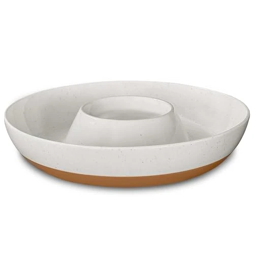 Lightweight Ceramic Chips and Dip Serving Tray Versatile