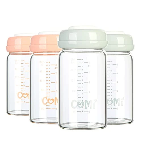Elite Wide Neck Glass Breastmilk Collection n Storage Bottle 4 Count Fine Crafted