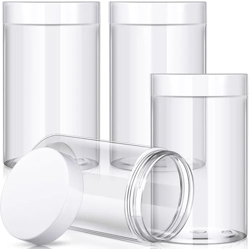 Dependable 4 Pcs Plastic Jars Wide Mouth with Lids Comfortable