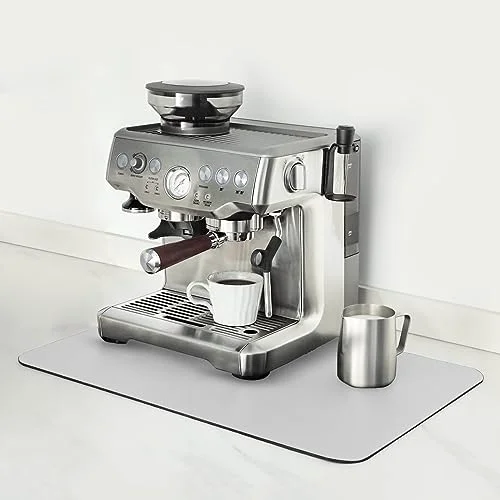Long-Lasting Coffee Mat 16x24 Inch Light Grey Coffee Bar Mat for Countertop Refined